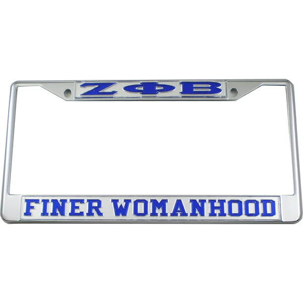 Cultural Exchange Zeta Phi Beta Finer Womanhood License Plate Frame Silver Standard Frame - Silver/Blue - Car/Truck 